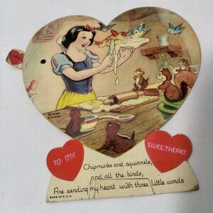 Disney Snow White Valentine Mechanical Vintage 1938 Baking Pie Heart Bird READ